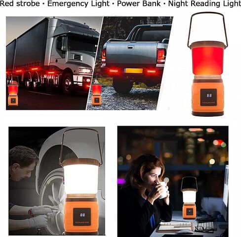 LED Camping Lantern Rechargeable,1200LM,4 Light Modes,Stepless dimming,6000mAh Power Bank with Display,Overcurrent Protection,IP65 Waterproof,Perfect for Hiking,Home and More,USB Type C Cable Included in Saudi Arabia