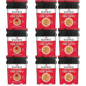 إمداد طعام الطوارئ ReadyWise - 360 وجبة، 3 دلاء، حزمة مجففة ومجففة من الوجبات طويلة الأمد، مجموعة النجاة للتخييم، مستلزمات تخزين الطعام التحضيرية، مدة صلاحية تصل إلى 25 عامًا in Saudi Arabia