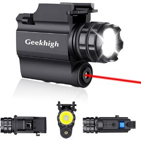 Geekhigh مصباح يدوي تكتيكي أحمر ليزر البصر التحرير والسرد، 600 التجويف وظيفة ستروب ضوء بندقية ضوء الليزر لبندقية مسدس المسدس، جبل السكك الحديدية سريعة الإصدار مدعوم من CR123A