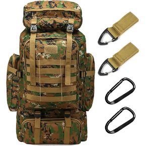70L Waterproof Hiking Daypack Large Hiking Backpack, Hunting Camping Rucksack Backpack for Men Outdoor Sports Backpack (Green Camouflage)