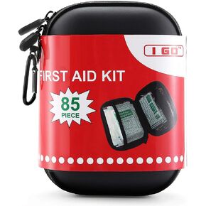 I GO 85 Pieces Hard Shell Mini Compact First Aid Kit, Small Personal Emergency Survival Kit for Travel Hiking Camping Backpacking Hunting Marine Car