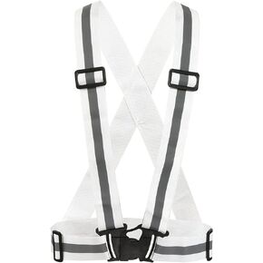 سترة عاكسة للضوء من ام ميتركسيتي - شريط قابل للتعديل، شريط امان عاكس عالي الوضوح، مناسب لركوب الدراجات والجري والمشي الليلي (1.5 انش، ابيض) in Kuwait