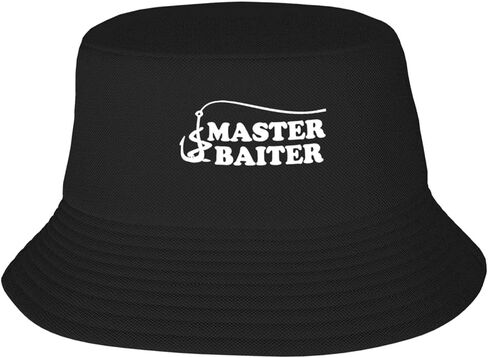 DIUNA-Fishing-Master-Baiter-Hook-Lure-Bucket Hat، قبعة صيد الشاطئ قبعات الشمس الصيفية قبعات دلو للرجال والنساء باللون الأسود in Saudi Arabia