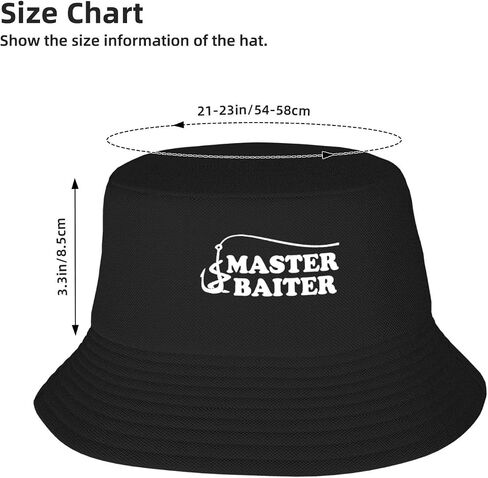 DIUNA-Fishing-Master-Baiter-Hook-Lure-Bucket Hat، قبعة صيد الشاطئ قبعات الشمس الصيفية قبعات دلو للرجال والنساء باللون الأسود in Saudi Arabia