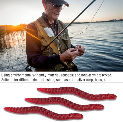 HERCHR Bass Fishing Worms, 4cm Soft Drop Shot Worms Insects False Earthworm Sea Bait Bloodworm Fishing Lures Fake Maggot Baits in Saudi Arabia