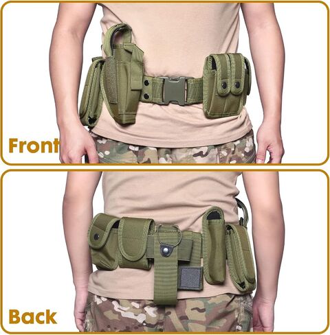 10 in 1 Tactical Duty Belt,Security Military Belt with Pouches,Rig Police Molded Pouches Kit Tactical Security Guard Belt in Kuwait