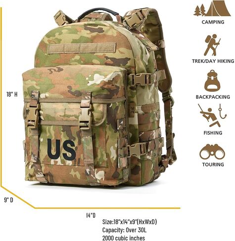 MT Military MOLLE 2 Rifleman 3Day Pack Army Medium Assault Backpack | Tactical Army Medium Rucksack with MOLLE Webbing and Assault Pack Design for Hiking, Outdoor Carry and Modular Gear Storage in Kuwait