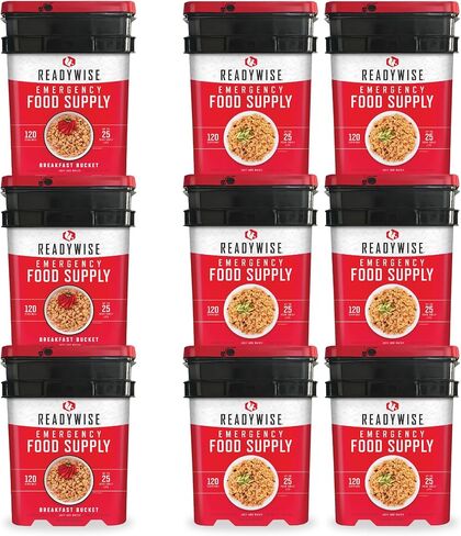 ReadyWise Emergency Food Supply - 360 Servings, 3 Buckets, Freeze Dried & Dehydrated Package of Long Term Meals, Survival Kit for Camping, Prepper Food Storage Supplies, up to 25 Year Shelf Life in Kuwait