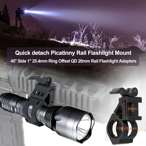 Best Tactical Flashlights 2022 1250 High Lumen 1 Mode EDC Tac Light Spotlight for Fox Deer Coon Night Hunting Offset Picatinny Rail Mount Pressure Switch Self Defense Outdoor Camping Survival in Saudi Arabia