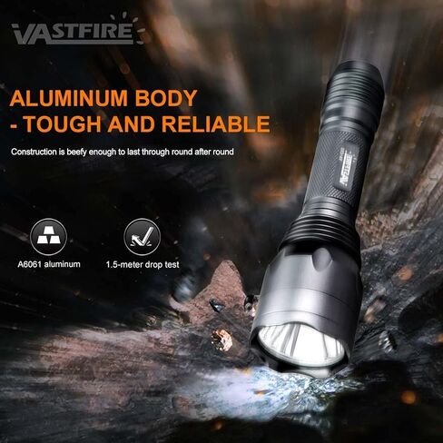 Best Tactical Flashlights 2022 1250 High Lumen 1 Mode EDC Tac Light Spotlight for Fox Deer Coon Night Hunting Offset Picatinny Rail Mount Pressure Switch Self Defense Outdoor Camping Survival in Saudi Arabia