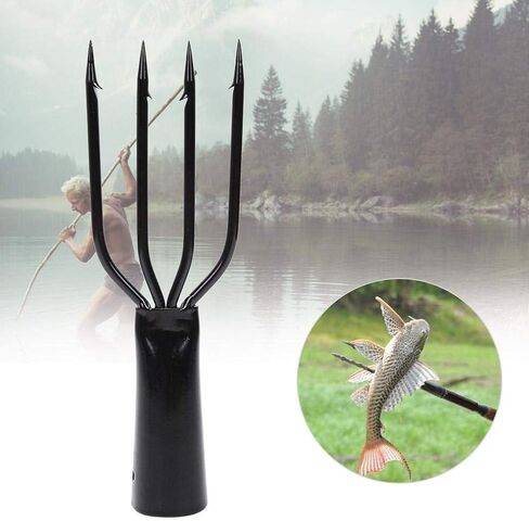 KSTE 3,4,5Prong Fishing Harpoon Stainless Steel Fishing Fork Fish Spear Gig Fork Hook(Four Teeth) in Saudi Arabia