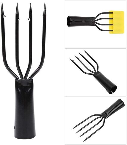 KSTE 3,4,5Prong Fishing Harpoon Stainless Steel Fishing Fork Fish Spear Gig Fork Hook(Four Teeth) in Saudi Arabia
