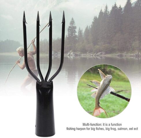 KSTE 3,4,5Prong Fishing Harpoon Stainless Steel Fishing Fork Fish Spear Gig Fork Hook(Four Teeth) in Saudi Arabia