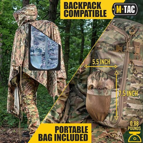 M-Tac Tactical Rain Poncho - Army Military Poncho Shelter - Waterproof Ripstop Camping Hiking Outdoor Hunting Rain Ponchos in Saudi Arabia