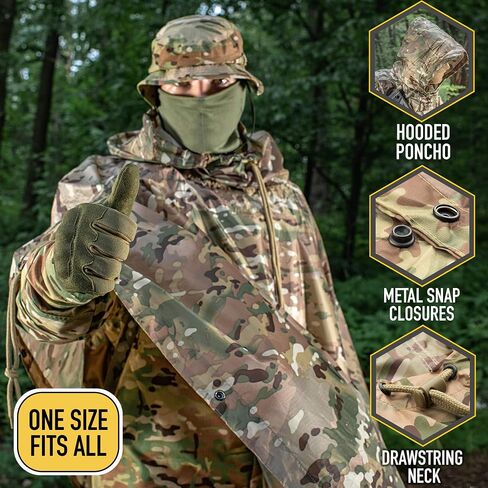 M-Tac Tactical Rain Poncho - Army Military Poncho Shelter - Waterproof Ripstop Camping Hiking Outdoor Hunting Rain Ponchos in Saudi Arabia