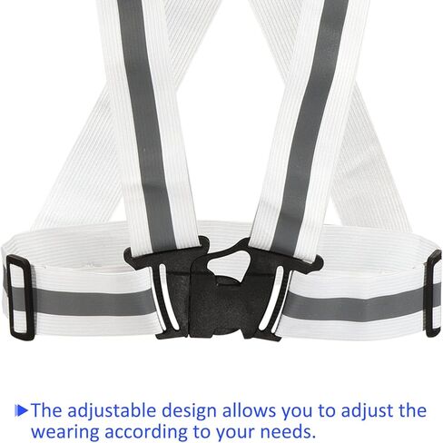 سترة عاكسة للضوء من ام ميتركسيتي - شريط قابل للتعديل، شريط امان عاكس عالي الوضوح، مناسب لركوب الدراجات والجري والمشي الليلي (1.5 انش، ابيض) in Kuwait