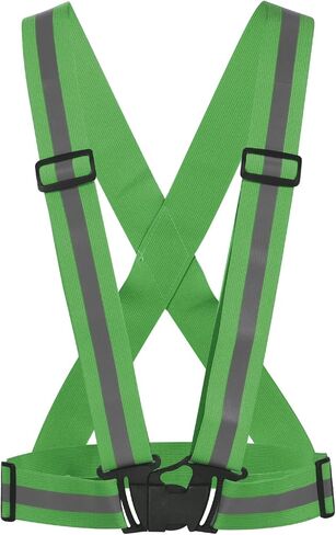 سترة عاكسة من M METERXITY - شريط قابل للتعديل، معدات أمان بشريط عاكس عالي الوضوح، تنطبق على ركوب الدراجات والجري والمشي الليلي (1.5 بوصة، أخضر داكن) in Kuwait