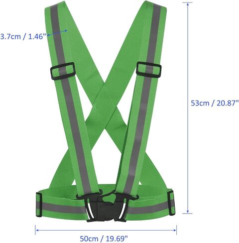 سترة عاكسة من M METERXITY - شريط قابل للتعديل، معدات أمان بشريط عاكس عالي الوضوح، تنطبق على ركوب الدراجات والجري والمشي الليلي (1.5 بوصة، أخضر داكن) in Kuwait