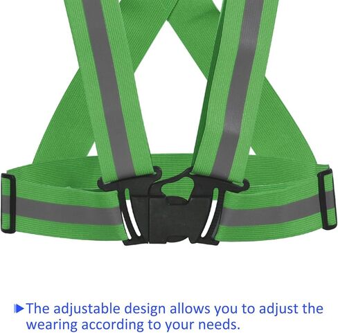 سترة عاكسة من M METERXITY - شريط قابل للتعديل، معدات أمان بشريط عاكس عالي الوضوح، تنطبق على ركوب الدراجات والجري والمشي الليلي (1.5 بوصة، أخضر داكن) in Kuwait