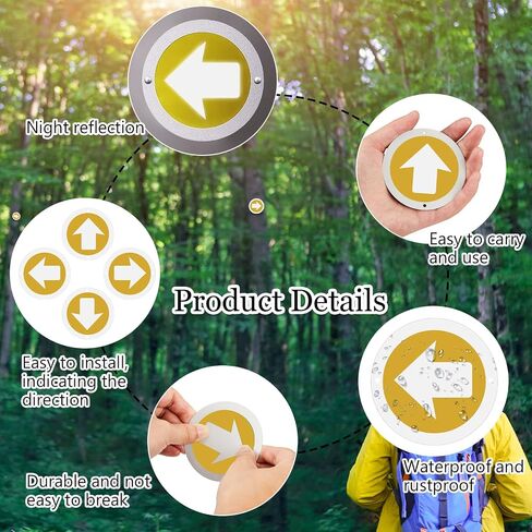 Amylove 24 Pieces Bright Reflective Trail Markers Round Bin Marker with Reflective Tacks Aluminum Signs Thumb Tacks for Hunting Hiking Camping and More in Saudi Arabia