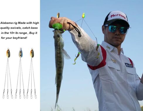 HCHinn Alabama Rig لصيد الأسماك، 3 أذرع، مظلة A-Rig، مجموعة طُعم الصيد لسمك السلمون المرقط، جثم رمادي فاتح، المياه العذبة/المياه المالحة، قارب التصيد والمزيد in Kuwait