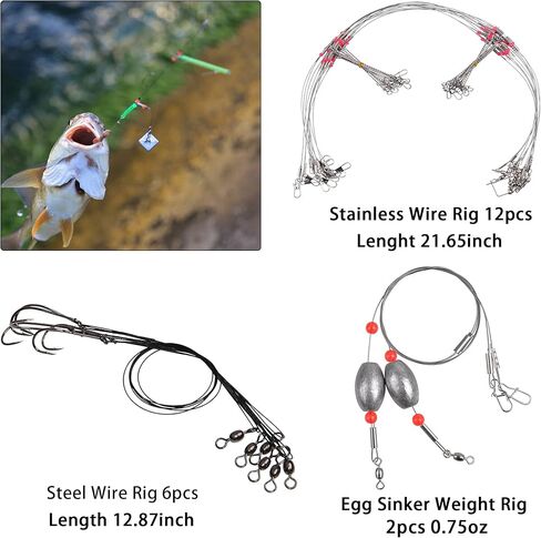 مجموعة أدوات صيد الأسماك في المياه المالحة - 138 قطعة من أدوات صيد الأسماك في المياه المالحة تتضمن ثقوب هرمية منزلقة وأوزان البيض ورؤوس تهزهز صيد الأسماك في المياه العذبة وخطافات طُعم ودوارة وقفل مزدوج وخرز مجموعة أسماك in Kuwait