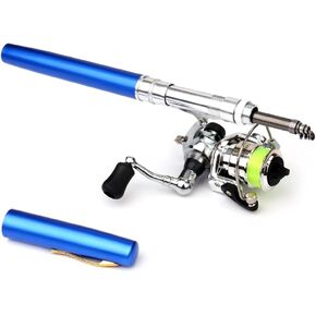 Doorslay Pen Fishing Rod Kit Mini Fishing Pole Pocket Pen Rod Set Fishing Rod Pen Portable Telescopic Fishing Rod with Spinning Reel Fishing Rod Reel Combo for Travel Saltwater Freshwater Sea