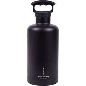 FIFTY-FIFTY Growler, Double Wall Vacuum Insulated Water Bottle, Stainless Steel, 3 Finger Cap w/Standard Top, 64oz/1.9L