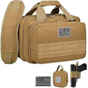 حقيبة DBTAC Gun Case Compact XS Plus | حقيبة مسدس تكتيكية 3x حقيبة إطلاق ناري مع سحاب قابل للقفل لنطاق الرماية والصيد في الهواء الطلق | جراب Molle + رقعة علم الولايات المتحدة + حافظة عالمية متضمنة in Kuwait