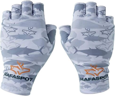HAFASPOT - قفازات الصيد بعامل حماية من أشعة الشمس 50+ للحماية من أشعة الشمس فوق البنفسجية للرجال والنساء للتجديف، رمادي تجديف S/M in Kuwait