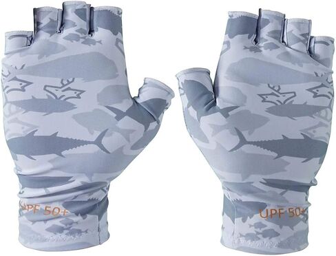HAFASPOT - قفازات الصيد بعامل حماية من أشعة الشمس 50+ للحماية من أشعة الشمس فوق البنفسجية للرجال والنساء للتجديف، رمادي تجديف S/M in Kuwait
