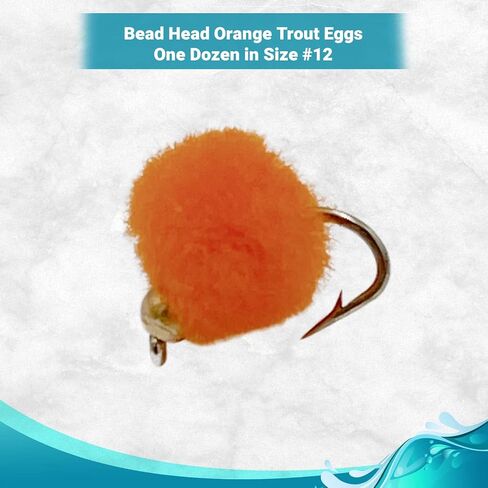 Bead Head Trout & Salmon Eggs, 12 Fly Fishing Lures in Size 12 - Streamer & Steelhead Flies in Kuwait