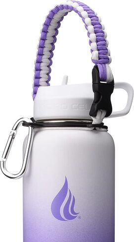 HYDRO CELL Wide Mouth Paracord Handle - Strap Carrier with Safety Ring and Carabiner. Compatible with 14, 18, 24, 32, 40, and 64 oz Stainless Steel Water Bottles in Kuwait