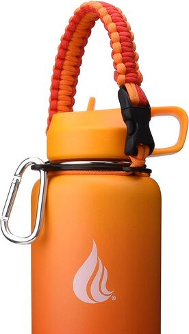 HYDRO CELL Wide Mouth Paracord Handle - Strap Carrier with Safety Ring and Carabiner. Compatible with 14, 18, 24, 32, 40, and 64 oz Stainless Steel Water Bottles in Kuwait