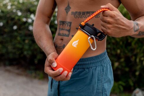 HYDRO CELL Wide Mouth Paracord Handle - Strap Carrier with Safety Ring and Carabiner. Compatible with 14, 18, 24, 32, 40, and 64 oz Stainless Steel Water Bottles in Kuwait
