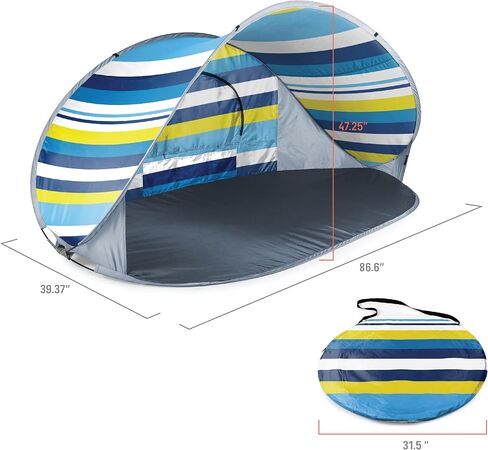Picnic TIME Manta Portable Beach Tent, Fully-Assembled Pop Up Tent, Beach Shade and Sun Shelter, Instant Outdoor Shade with Carrying Bag for Outdoors and UPF50+ UV Protection, (Light Blue) in Kuwait