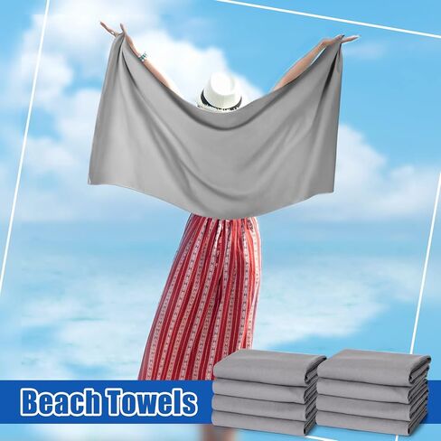 8 Pcs Microfiber Camping Towels Water Absorbent Fast Drying Microfiber Travel Towel Lightweight Compact Soft Gym Towel with 1 Waterproof Polyester Drawstring Bag for Camping Beach Gym Sport Yoga Swim in Saudi Arabia