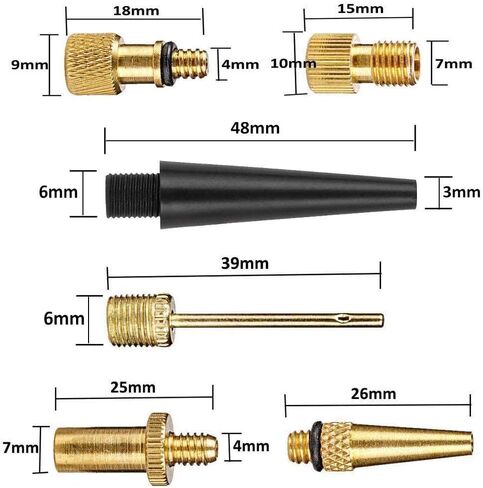 16PCS Premium Brass Valve Adapter, Bike Tire Valve Adapters, Ball Pump Needle, Adapters Kit as Inflation Devices and Accessories fit for Standard Pump or Air Compressor in Kuwait