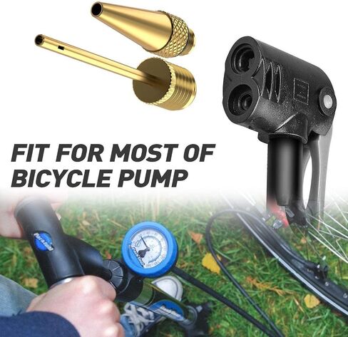 16PCS Premium Brass Valve Adapter, Bike Tire Valve Adapters, Ball Pump Needle, Adapters Kit as Inflation Devices and Accessories fit for Standard Pump or Air Compressor in Kuwait