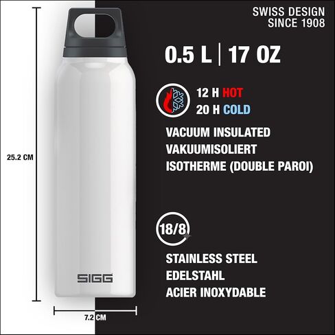 SIGG - زجاجة مياه معزولة - قارورة حرارية ساخنة وباردة - مانعة للتسرب، خالية من مادة BPA - 18/8 من الفولاذ المقاوم للصدأ - 34oz in Kuwait