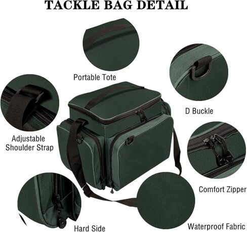حقائب صيد السمك لصيد الاسماك في المياه المالحة او العذبة، مجموعة تخزين معدات صيد الاسماك، منظم اسماك محمول مقاوم للماء مع حزام كتف (ارمي جرين)، ارمي جرين، حقيبة, اخضر جيشي, حقيبة in Kuwait