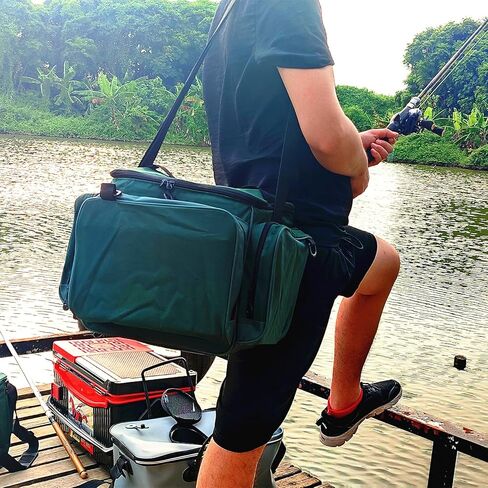 حقائب صيد السمك لصيد الاسماك في المياه المالحة او العذبة، مجموعة تخزين معدات صيد الاسماك، منظم اسماك محمول مقاوم للماء مع حزام كتف (ارمي جرين)، ارمي جرين، حقيبة, اخضر جيشي, حقيبة in Kuwait