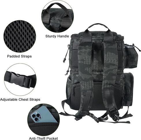 MATEIN Fishing Backpack, Tackle Storage Bag with Rod Holders & Cooler | Water Resistant Fishing Bag Fits 4 3600 Trays, Large Wide Open Tackle Box Backpack, Gifts for Fishermen in Kuwait