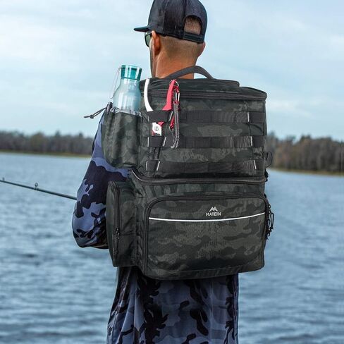 MATEIN Fishing Backpack, Tackle Storage Bag with Rod Holders & Cooler | Water Resistant Fishing Bag Fits 4 3600 Trays, Large Wide Open Tackle Box Backpack, Gifts for Fishermen in Kuwait
