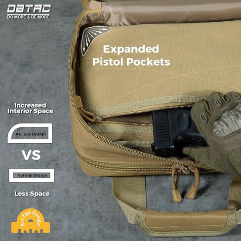 حقيبة DBTAC Gun Case Compact XS Plus | حقيبة مسدس تكتيكية 3x حقيبة إطلاق ناري مع سحاب قابل للقفل لنطاق الرماية والصيد في الهواء الطلق | جراب Molle + رقعة علم الولايات المتحدة + حافظة عالمية متضمنة in Kuwait