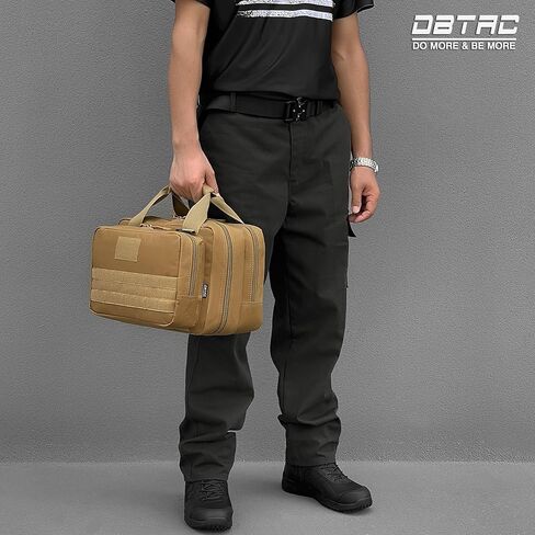 حقيبة DBTAC Gun Case Compact XS Plus | حقيبة مسدس تكتيكية 3x حقيبة إطلاق ناري مع سحاب قابل للقفل لنطاق الرماية والصيد في الهواء الطلق | جراب Molle + رقعة علم الولايات المتحدة + حافظة عالمية متضمنة in Kuwait