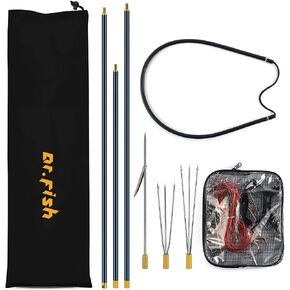 Dr.Fish Spearfishing Kit الفولاذ المقاوم للصدأ الصيد سترينجر 6'5 "الألياف الزجاجية 3 قطع هاواي حبال القطب الرمح الشلل 3 نصائح مجموعة حقيبة السفر الحربة in Saudi Arabia