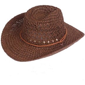 Men Cowboy Sun Hat Foldable Straw Hat Classic Western Newsboy Cap Summer Wide Brim Roll Up Raffia Cowboy Hat
