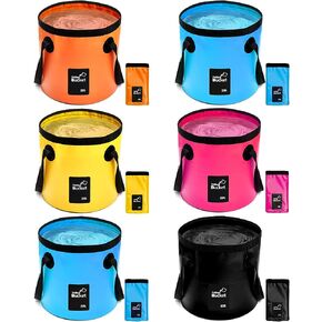 6 Pcs Collapsible Bucket with Handle 5 Gallon Folding Water Container Lightweight Foldable Bucket Portable Bucket Fishing Folding Bucket for Outdoor Camping Hiking Traveling Kitchen Toilet, 5 Colors in Saudi Arabia
