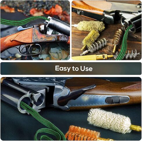 EZshoot Bore Cleaner، منظف مسدسات لـ .223 5.56mm/.22/9mm/.380/12 GA/.30/.308/.44 Cal وغيرها من العيارات الأخرى، منظف تجويف مدمج وقابل لإعادة الاستخدام in Kuwait